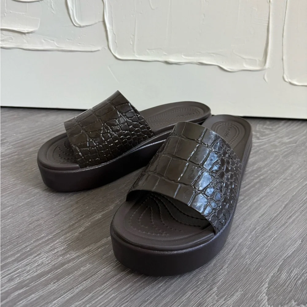 CROCS Dark Brown Slide Sandals